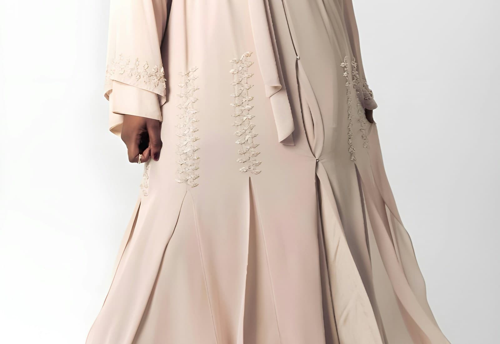 Close-up of embroidered abaya detailing